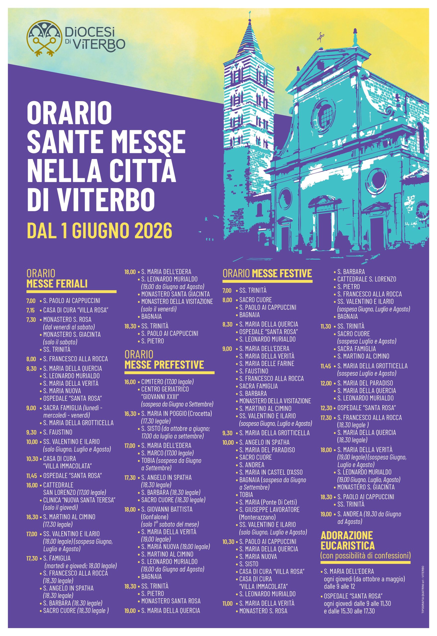 LOCANDINA Orario Sante Messe nella Città di Viterbo