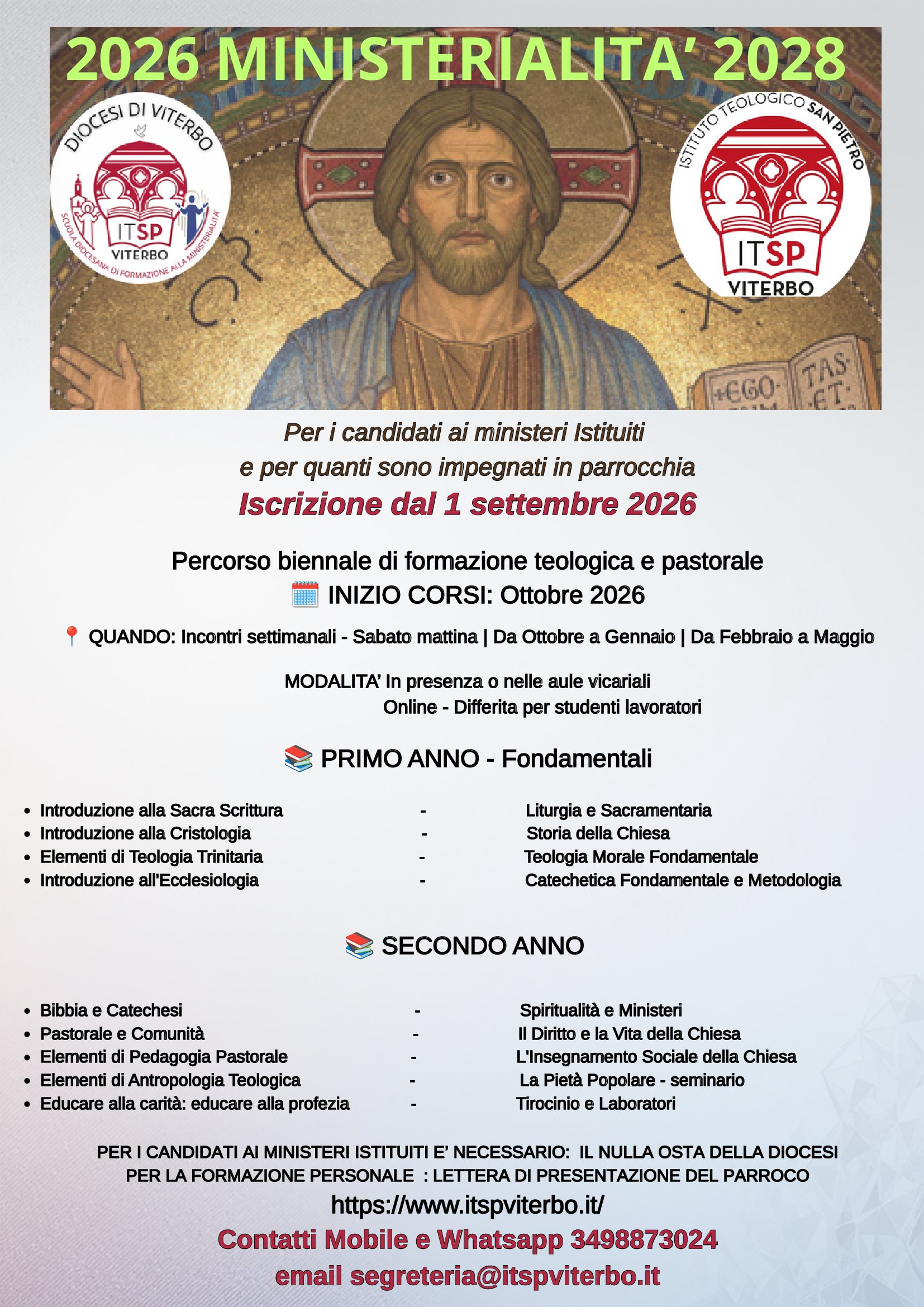 LOCANDINA SCUOLA di formazione alla Ministerialità